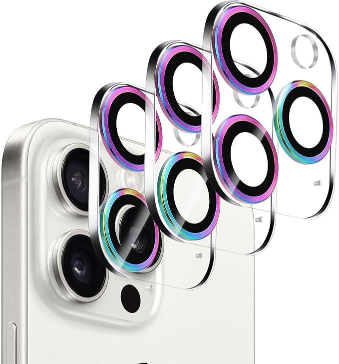 3 Pack Dengduoduo Tempered Glass Camera Lens Protector for iPhone 15 Pro 6.1" & for iPhone 15 Pro Max 6.7", Ultra HD, 9H Hardness, Anti-Scratch, Case Friendly, Easy to Install [No Affect on Night Shots] by Dengduoduo