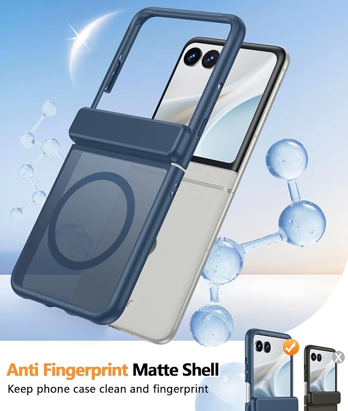 FNTCASE for Motorola Razr 2026/2025 Case, Fit for Magsafe, Hinge Protection | Screen Protector, Translucent Matte Magnetic Back, 18FT Military Grade Drop Proof, Protective Phone Cover, Blue - Image 5