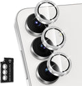 for Samsung Galaxy S25 FE Camera Lens Protector, Individual Metal Ring Tempered Glass Lens Cover, [Strong Adsorption] Scratch Resistant Ultra-Thin HD Clear Lens Cover, 1 Set-Slivery Sparkly by Btscase