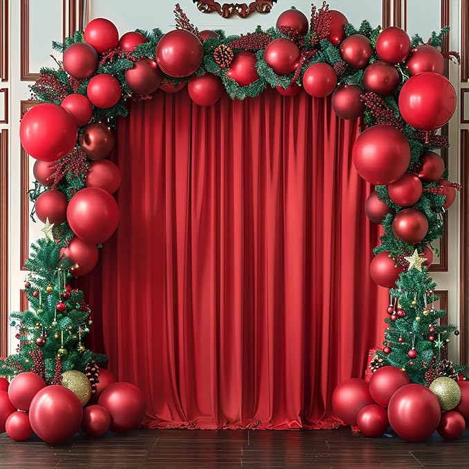 10x10ft Wrinkle Free Red Backdrop Curtain for Parties Soft Fabric Drapes Wedding Red Curtain Backdrop for Birthday Party Decorations Background for Photography 5x10ft, 2 Panels - Image 2