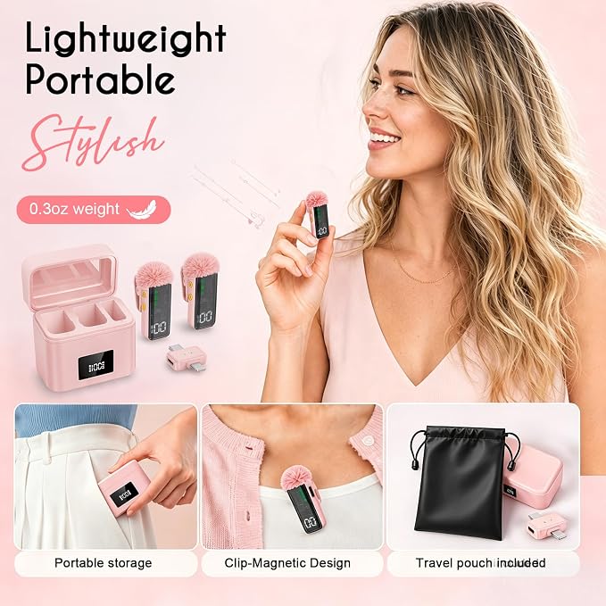 2 Mini Wireless Microphones for iPhone/Android, AI Noise Reduction | Plug & Play, 20H Battery with Charging Case, Portable Clip-On Lavalier Mic for Content Creators, Podcast, Streaming, Vlogging - Image 5