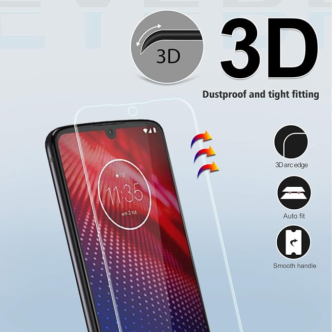Moto Z4 Screen Protector [2 Pack] Tempered Glass For Motorola Moto Z4 | [3D Touch][Bubble-Free][HD-Clear][Anti-Scratch][Anti-Glare] - Image 5