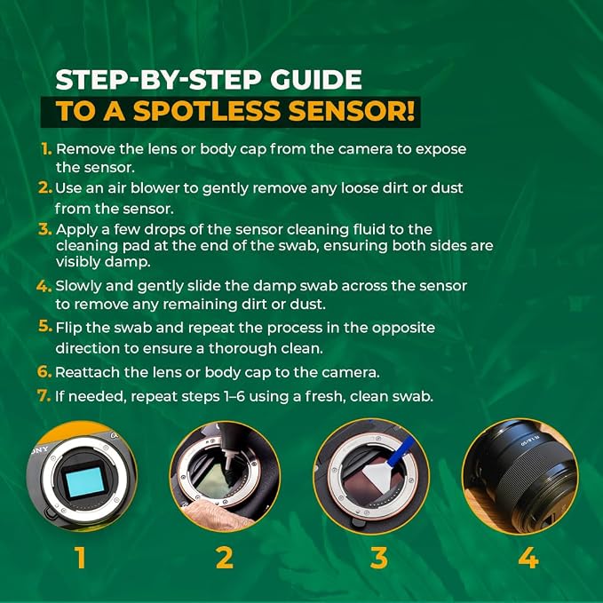 REFLEX CAMERA Professional Sensor Cleaning Kit, Alcohol-Free Solution – Safe, Residue-Free for Sony, Canon, Nikon DSLR and Mirrorless Cameras (APS-C 6Pk) - Image 4