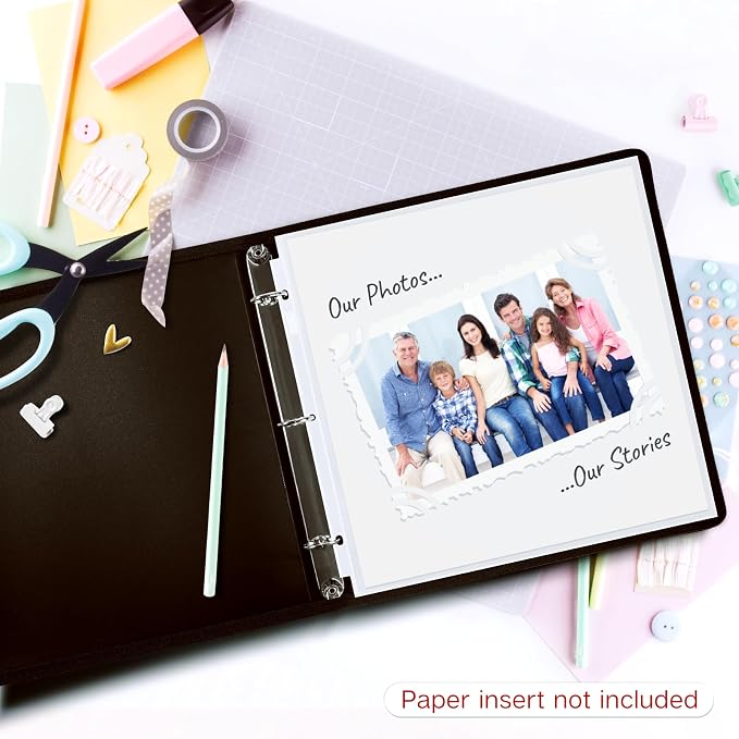 Dunwell 12x12 Photo Album Refill Pages, 100 Pack Sheet Protectors | 100-pack 12x12 photo album refill pages fit 3-ring and D-ring scrapbook binders for lasting photo storage. - Image 6