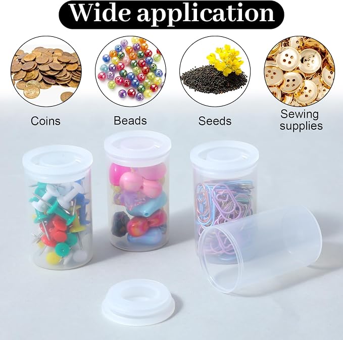 PEOVLVN 15 PCS Clear Film Canisters with Lids, Plastic Canisters with Lids 35mm Film Case Empty Small Film Cans for Keys Coins Fish Hook Film Art Beads Small Accessories Storage - Image 6