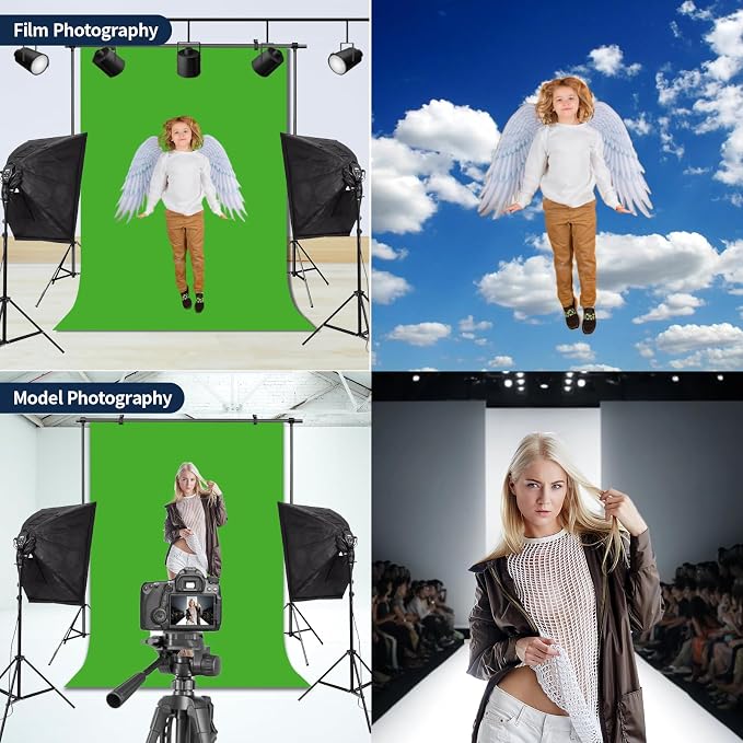 Green Screen Backdrop for Photoshoot Solid Color Background 5x7 ft | Photography Studio Photo Booth Curtain for Headshot, Homestudio, Portrait, Video, Meeting, Easy to Install, Washable Fabric - Image 3