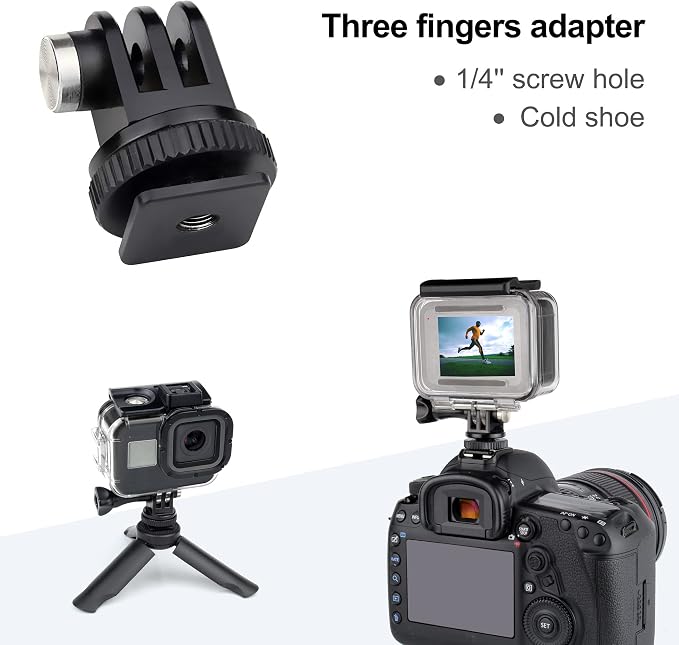 Quick Release Tripod Mount Adapter for GoPro Action Camera | Cold Shoe Mount Adapter with 1/4''-20 Screw Hole for GoPro Mission Hero 13 12 11 10 9 8 7 6 5 4 DJI Osmo Nano Action 6 5 4 - Image 2