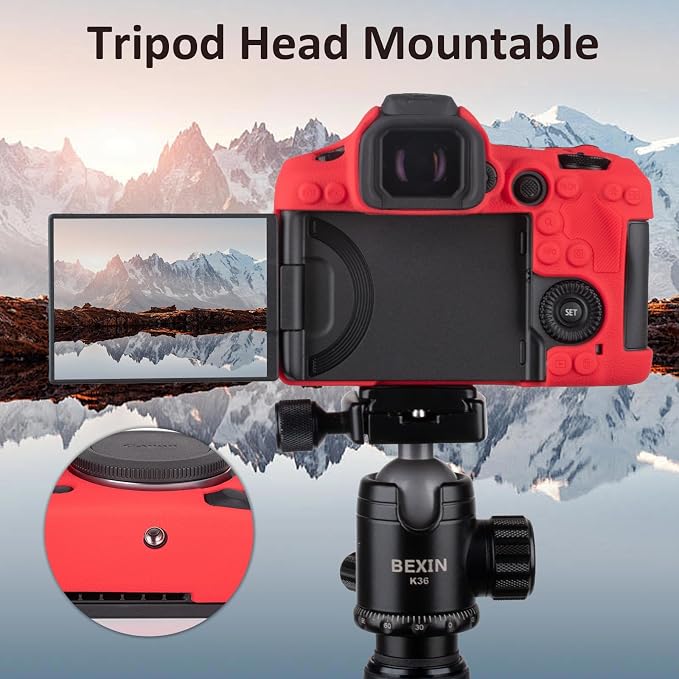 MUZIRI KINOKOO Silicone Case Compatible for Canon EOS R5 Mark II Digital Camera, Soft Rubber EOS R5 Mark II/EOS R5 II Protective case Cover with Anti-Slip Design - Red - Image 5