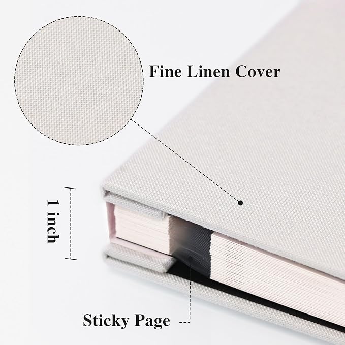 Vienrose Large Photo Album Self Adhesive for 4x6 8x10 Pictures Linen Scrapbook Album DIY 40 Blank Pages with A Metallic Pen | Linen Cover, Scrapbook, Fits 4X6 8X10 Pictures, Metallic Pen Included, Diy - Image 3