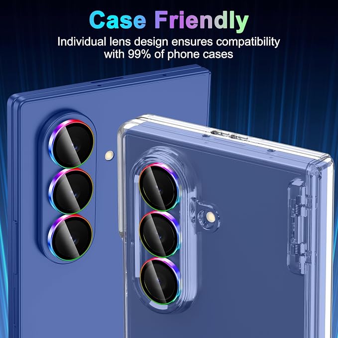 Meshine for Samsung Galaxy Z Fold 7 Camera Lens Protector,Scratch Proof,Strong Adsorption,9H Hardness with Metal Ring Camera Cover,Ultra Thin Case Friendly, Accessories Lens Protector,Colorful - Image 6