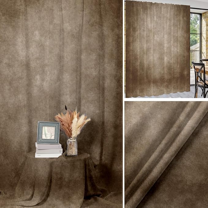 8x10ft Brown Professional Portrait Backdrop Abstract Textured Backdrops for Photography Vintage Headshot Background Brown Backdrop Curtains with Rod Pocket - Image 2