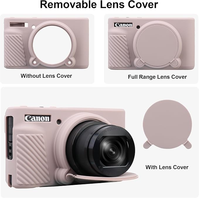 BOVKE Silicone Camera Case for Canon PowerShot SX740/ SX730 Digital Camera, SX740 Camera Case Soft Cover Rubber Camera Sleeve with Removable Lens Cover, Gray - Image 4