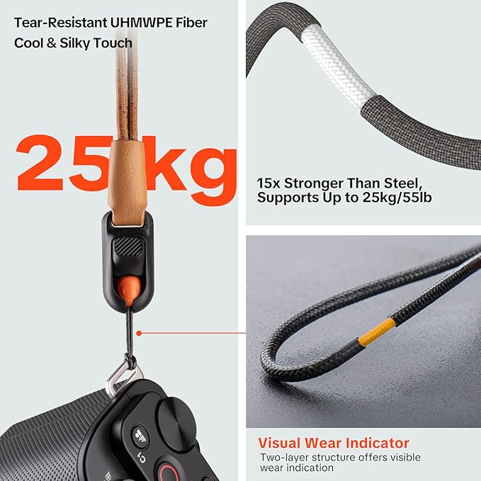 PGYTECH Camera Wrist Strap Slim Leather Vintage Style, Quick Release | Anti-Drop Adjustable Hand Strap for Fujifilm/Sony/Nikon/Canon Camera/Phone, Retro Camera Strap Holds 55.1lb, Caramel Brown - Image 6