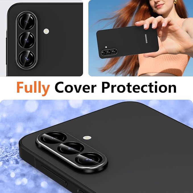 for Samsung Galaxy A17 Camera Lens Protector, Individual Metal Ring Tempered Glass Lens Cover, [Strong Adsorption] Scratch Resistant Ultra-Thin HD Clear Lens Cover, 1 Set-Black - Image 8