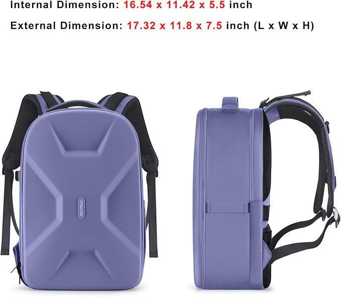 MOSISO Camera Backpack, DSLR/SLR/Mirrorless Photography Camera Bag | 15-16 inch Waterproof Hardshell Case with Tripod Holder&Laptop Compartment Compatible with Canon/Nikon/Sony, Lavender Gray - Image 8