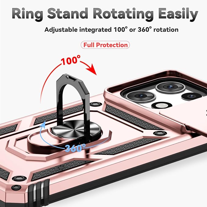 for Moto G 2026 /Moto G Play 2026 Case,with Screen Protector and Camera Cover,[Military Grade] 16ft.Drop Tested Cover with Magnetic Kickstand Protective Case for Motorola G 2026, Rose Gold - Image 5