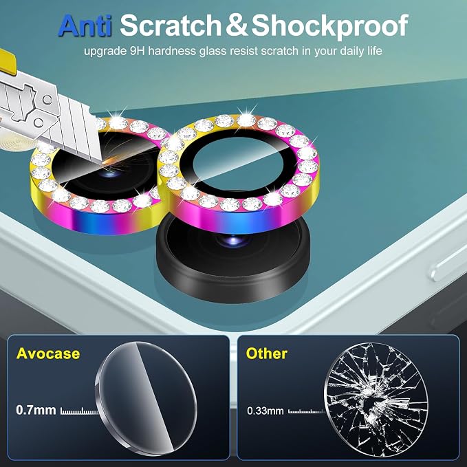 for Samsung Galaxy Z Flip 7 Camera Lens Protector, Individual Metal Ring Tempered Glass Lens Cover, [Strong Adsorption] Scratch Resistant Ultra-Thin HD Clear Lens Cover, 1 Set-Colorful Diamond - Image 3