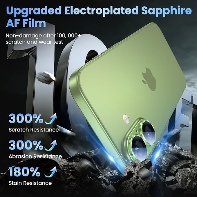 Uyiton for iPhone 17 Camera Lens Protector, Metal Frame Glass Cover | Not Easy to Break, Strong Adsorption, Case-Friendly, Metal 9H Sapphire Glass Rear Camera Screen Cover, Sage - Image 6