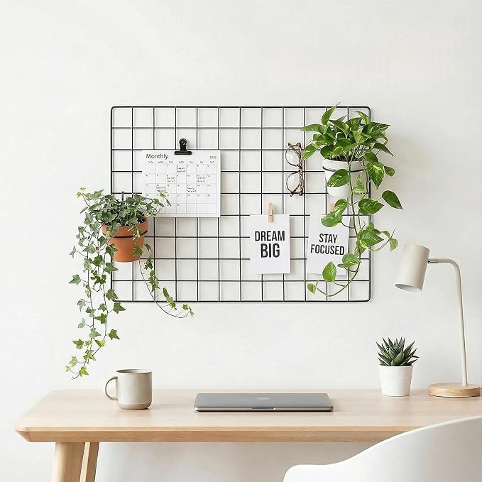 Kaforise Wire Wall Grid Panel, Multifunction Painted Photo Hanging Display and Wall Storage Organizer, Pack of 2, Size 25.6x17.7inch, Black by Kaforise
