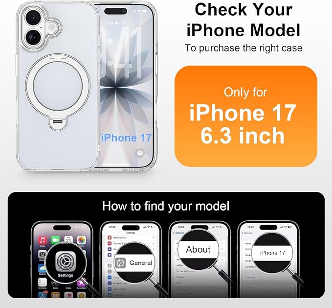 360° Magnetic Ring Stand for iPhone 17 Case,[Compatible with MagSafe] | [Military Drop Protection] Shockproof Phone Case for iPhone 17 6.3'' Magnetic Phone Cover Adjustable Kickstand,Frosted Blue - Image 7