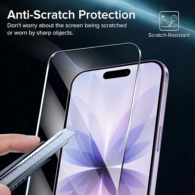 ivoler Screen Protector for iPhone 17/16 Pro 6.3" Tempered Glass 2-Pack | with [Easy Installation Frame], Anti-Scratch Case Friendly Clear HD Film for iPhone 17/ iPhone 16 Pro 6.3 inch - Image 4