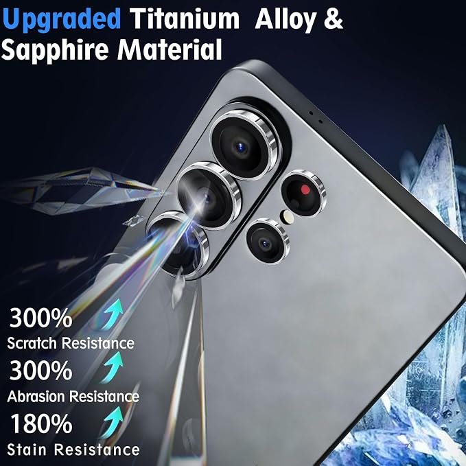 SiHPuoy 2Set Camera Lens Protector for Samsung Galaxy S26 Ultra, Gray | 9H+ Tempered Glass, Military Grade Shatterproof, Anti-Scratch,Case Friendly,HD Metal Camera Cover,Does not Affect Night Shots - Image 4