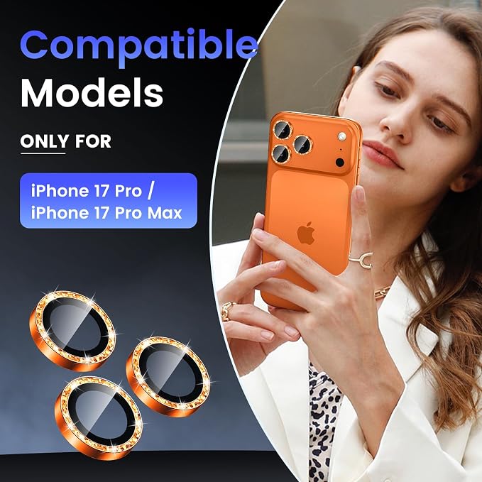 Tensea Camera Lens Protector Compatible for iPhone 17 Pro Max/17 Pro | Metal Aluminum Alloy Tempered Glass Cover Bling Camera Screen Protector Accessories, Case Friendly - Image 2