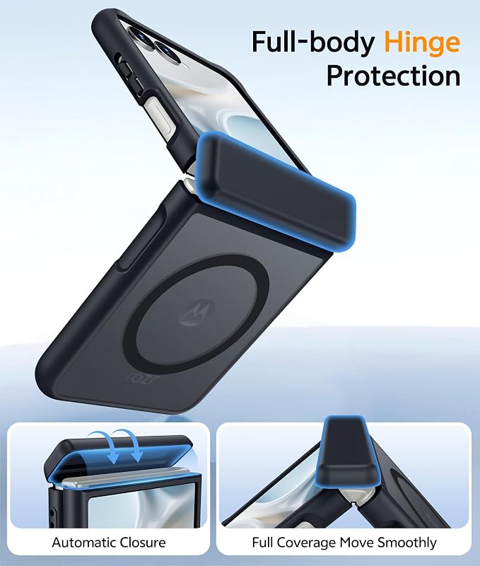 FNTCASE for Motorola Razr 2026/2025 Case, Fit for Magsafe, Hinge Protection | Screen Protector, Translucent Matte Magnetic Back, 18FT Military Grade Drop Proof, Protective Phone Cover, Black - Image 2