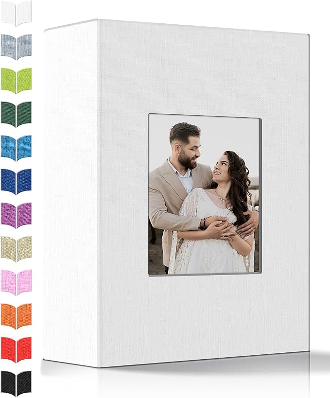 Artfeel Photo Album 4x6 with 100 Pockets,Slip-in Picture Albums,Linen Cover Memory Book with Front Window,White Page Vertical Photo Book for Wedding,Family,Anniversare,Baby,Vacation by Artfeel