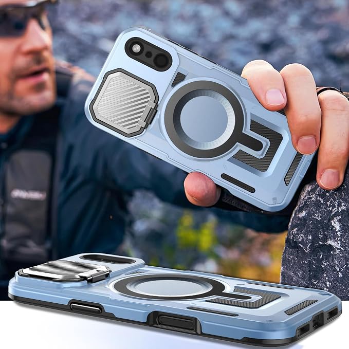 Camera Stand Case for iPhone 17 Pro, [Compatible with MagSafe] [Lens Cover] 2025 Version Military Grade Protective Soft Case for iPhone 17 Pro 6.3 inch Men Women, Blue - Image 7