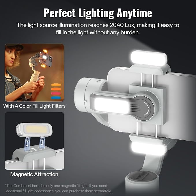 ZHIYUN CINEPEER Smooth 5E Combo Gimbal Stabilizer for iPhone, Android | Built-in Fill Light, Tripod, 3-Axis 300g Payload Phone Gimbal, Gesture Control, Vlogging Stabilizer for YouTube, TikTok - Image 3