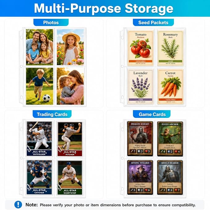 MaxGear 30 Pack Photo Sleeves for 3 Ring Binder (240 Pictures), 3.5x5 in | Heavy-Duty Archival Page Protectors, 4-Pocket Clear Photo Album Refill Pages, Plastic Seed Packet Sleeves, Acid-Free - Image 4