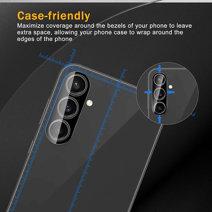 3 Pack Camera Lens Protector for Samsung Galaxy S23 Fe | Tempered Glass,Anti-Fingerprint,9H Hardness,Scratch Resistant,Easy to Install,Bubble Free,HD Clarity - Image 3