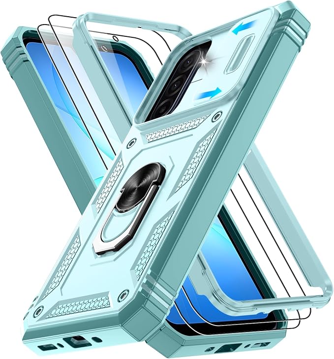 Gritup for Samsung Galaxy A17/A16-5G Case: Samsung A17 5G Case with 2*Screen Protector, Magnetic Stand & Slide Camera Cover, Shock Proof Military-Grade para Galaxy A16 /A 17 5G Phone Case, Green by Gritup