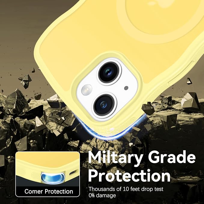 BENTOBEN Magnetic for iPhone 15 Plus/14 Plus Case,Cute Wavy Frame [Compatible with MagSafe] Translucent Matte Women Girls Boys Men Cute Shockproof Protective Cover for iPhone 14 Plus/15 Plus,Yellow - Image 4