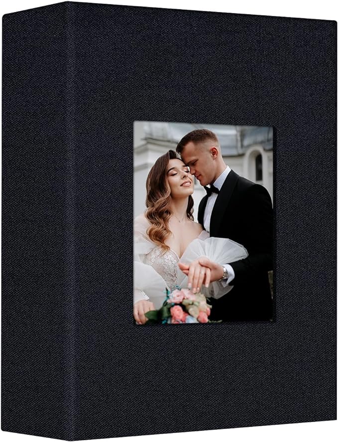 Artfeel Photo Album 4x6 with 100 Pockets,Slip-in Picture Albums,Linen Cover Memory Book with Front Window,White Page Vertical Photo Book for Wedding,Family,Anniversare,Baby,Vacation by Artfeel