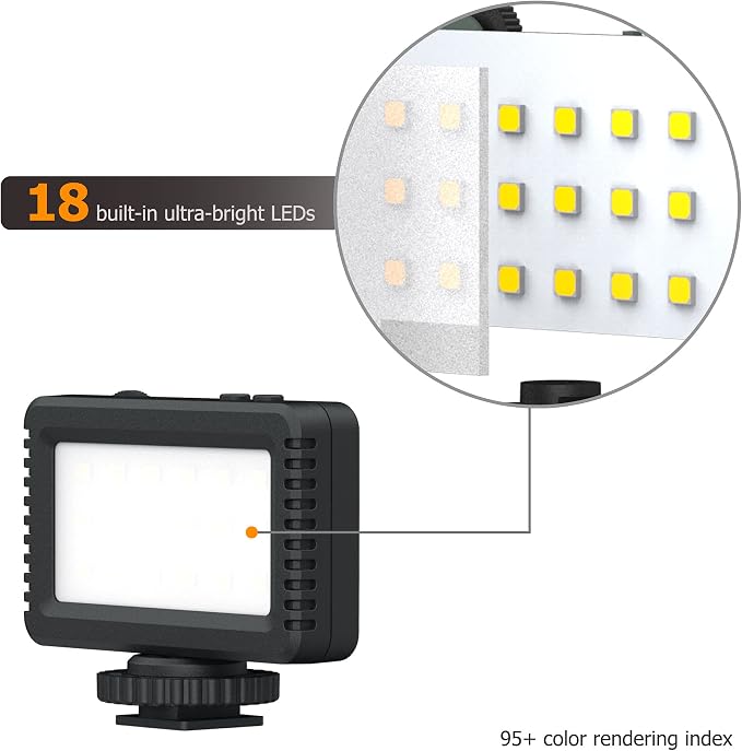 Kiwifotos Mini LED Light Flash for Sony ZV-1F ZV1F ZV-1 II ZV1 ZV-E10 II | for Canon PowerShot V1 EOS R50 R50V R100 R10 M50 & More Cameras, Accessories for Vlog Shooting Record, Portable Rechargeable - Image 2