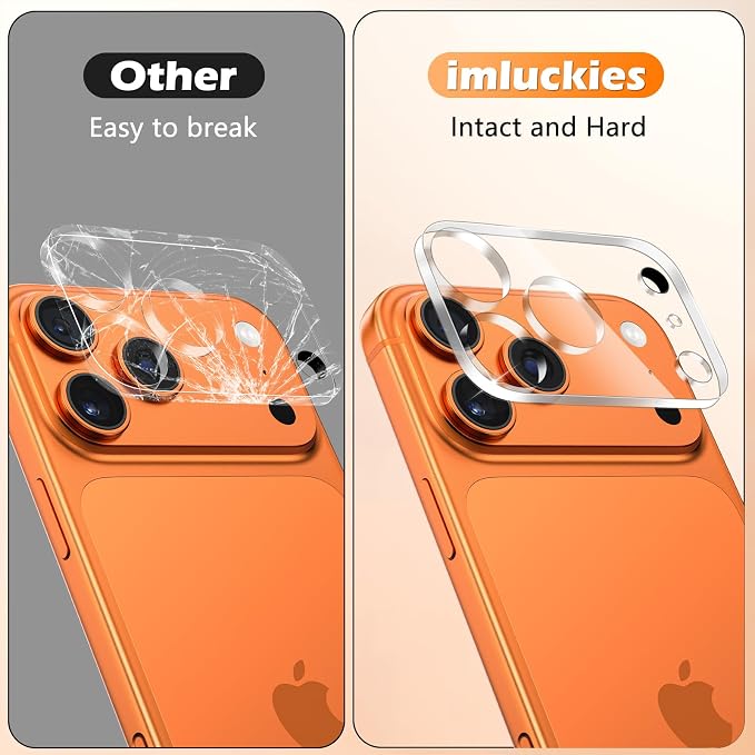 imluckies 3 Pack for iPhone 17 Pro 6.3" Camera Lens Protector, HD Clear Tempered Glass Camera Accessories, 9H Hardness Anti-Scratch Screen Cover, Case Friendly[Not Affect Night Shots] - Image 7