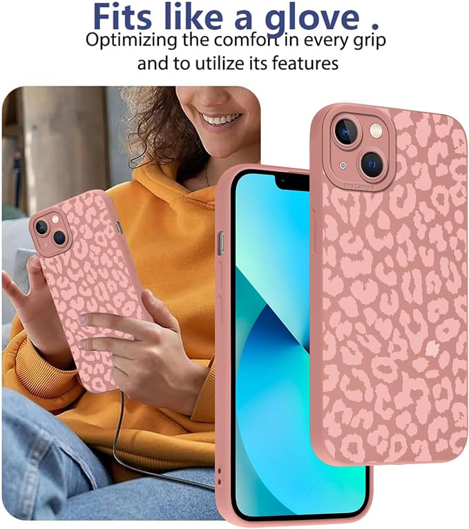 Cute Pink Cheetah Print Phone Case for iPhone 13 6.1" | Aesthetic Leopard Pattern Design Cover Full Camera Lens Protective Shockproof Soft Slim TPU Funda for Women Girls - Image 7