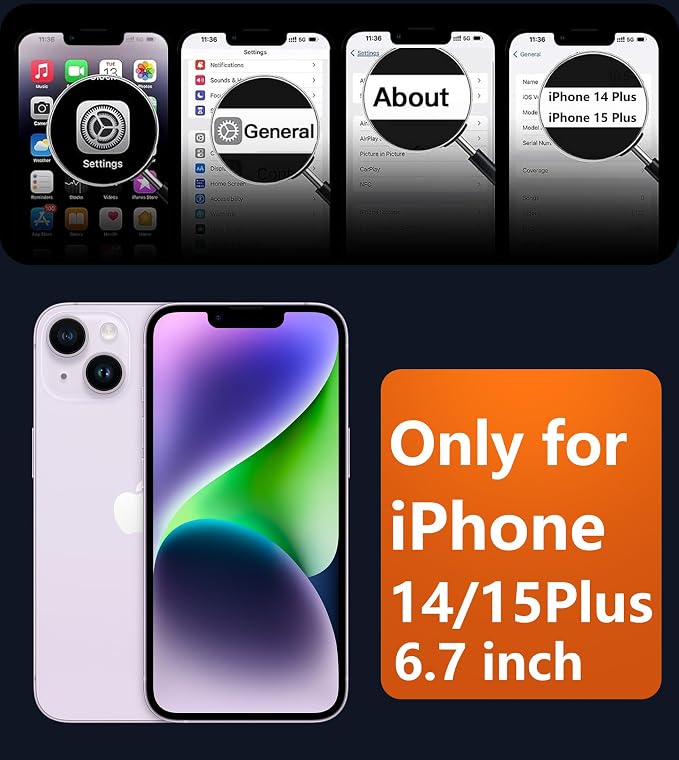 FNTCASE for iPhone 15/14 Plus Case, Fit for Magsafe, Screen Protector Black | Translucent Matte Magnetic Back, 14FT Military Grade Drop Protection, Shockproof Protective Phone Cover, Black - Image 2