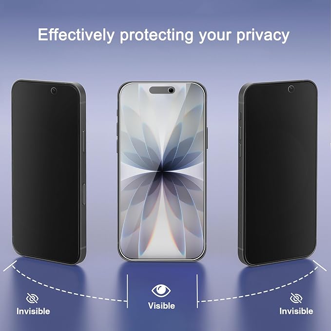 Ailun Privacy Screen Protector + Camera Lens Protector for iPhone 17 | 3+3 Pack, 6.3 Inch, Installation Frame, Dynamic Island Compatible, Anti Spy Tempered Glass, Case Friendly - Image 2