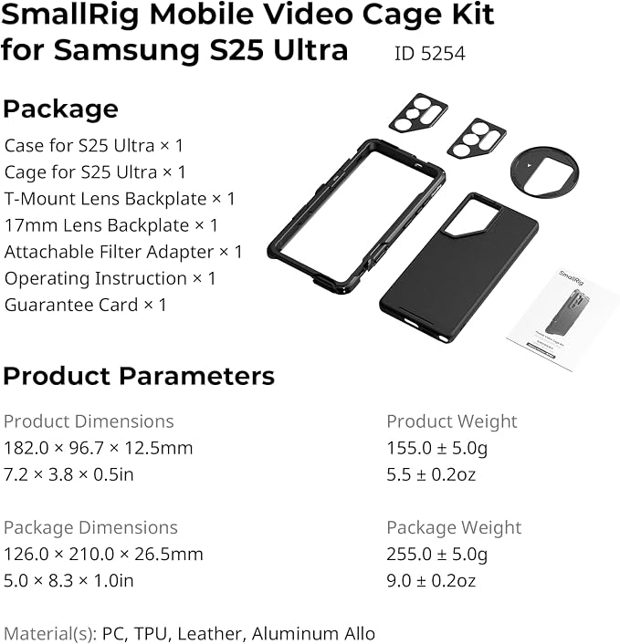 SmallRig S25 Ultra Cage Kit for Samsung Aluminum Cage with 67mm Magnetic Filter Adapter, Quick Release Design, Phone Video Rig for Vlogging and Live Streaming -5254 - Image 9
