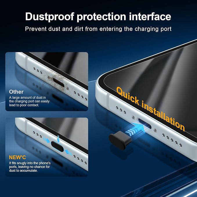 NEW'C 3x Privacy for iPhone 15 Screen Protector (6.1 inches)+ 3x Camera Lens Protector, Sensor Protection, Case Friendly Tempered Glass Film + Dust Plug - Easy installation tool included | Sensor Protection - Image 5