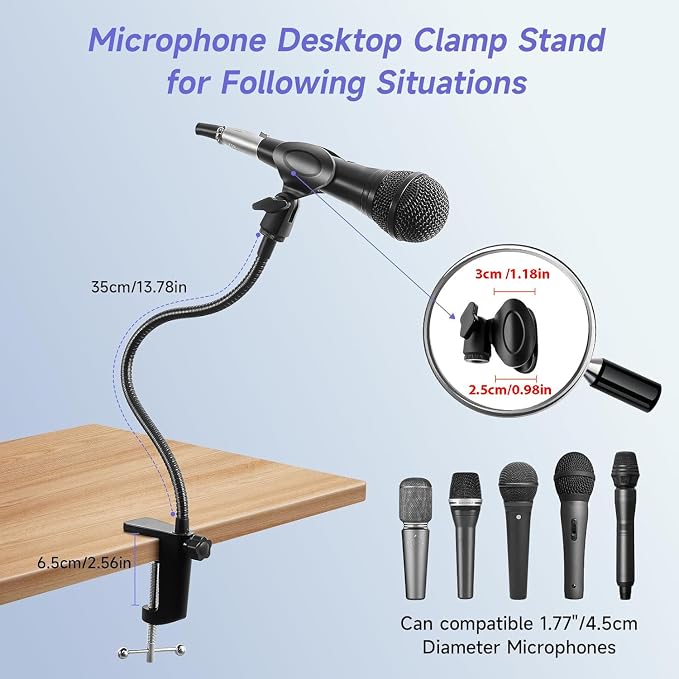 Podium Microphone Holder & Mic Holder -13.78" Flexible Gooseneck Desktop Mic Stands Holder for Lectern Podium Podcast Meetings Lectures Pulpit Streaming Gaming Studio - Image 2