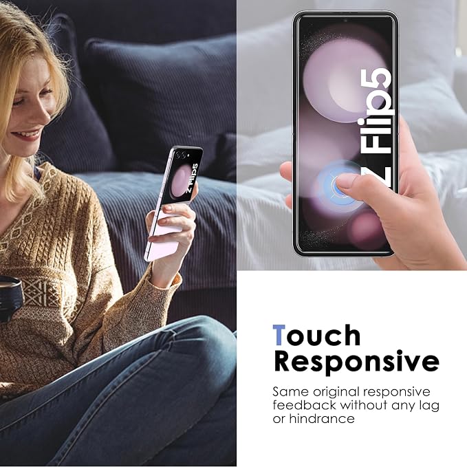 Fotbor [3+3+2 Pack for Samsung Galaxy Z Flip 5 screen Protector, 3 Pack Inner Screen Flexible Film + 3 Pack Back Screen Protector Tempered Glass + 2 Pack [1 Set] Camera Lens Protector Accessories - Image 5