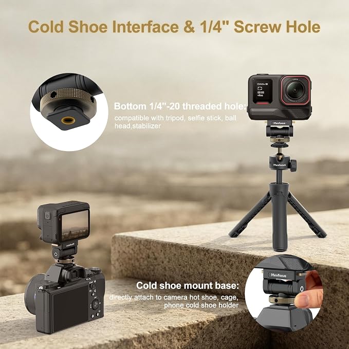 MINIFOCUS Magnetic Cold Shoe Adapter Mount, 360° Rotatable 160° Tilt Action Camera Hot Shoe Mount with 1/4" Screw Hole Compatible with Insta360 Ace Pro/Ace Pro2/X4/X4 Air/X5 - Image 4