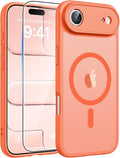 FNTCASE for iPhone Air Case, Fit for Magsafe, with Glass Screen Protector | Full Camera Protection, Translucent Matte, 14FT Military Grade Drop Proof, Shockproof Protective Phone Cover, Orange by FNTCASE
