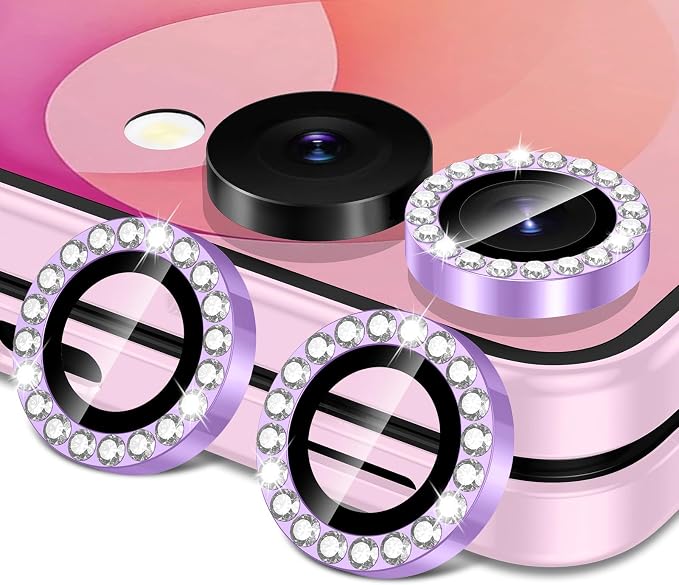 for Samsung Galaxy Z Flip 8 Camera Lens Protector, Individual Metal Ring Tempered Glass Lens Cover, [Strong Adsorption] Scratch Resistant Ultra-Thin HD Clear Lens Cover, 1 Set-Purple Diamond by Btscase