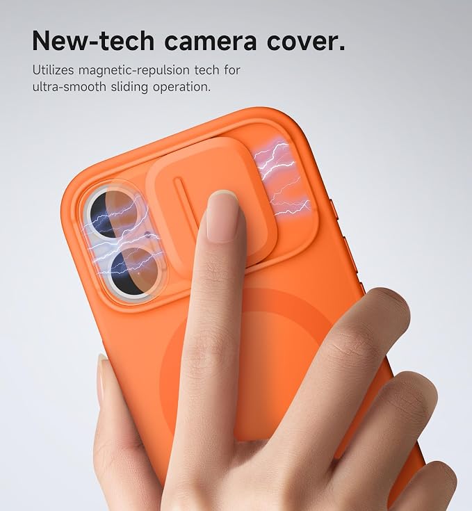 SURITCH for iPhone 17 Case with Camera Control Cover, Camera Slide Cover and Adjustable Kickstand, Compatible with MagSafe, Shockproof Bumper Protective Cases 6.3 Inch, Orange - Image 4