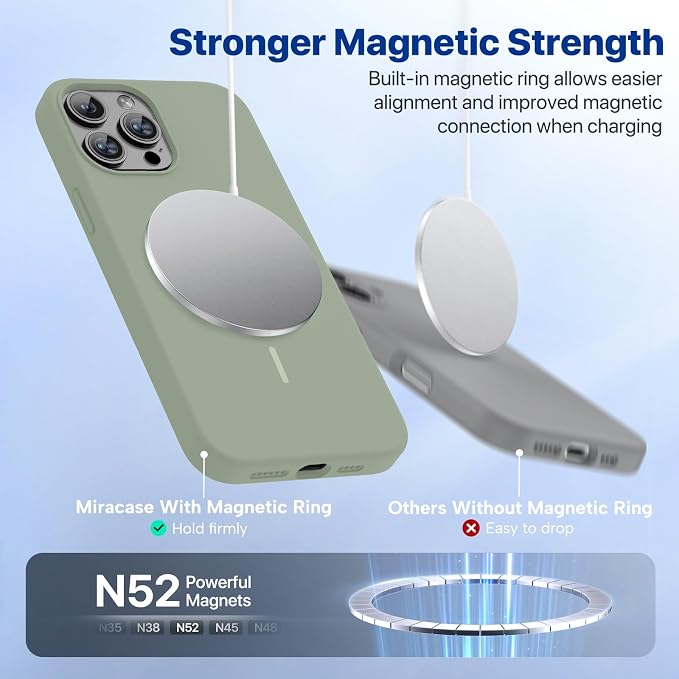 Miracase Silicone & Magnetic for iPhone 12 Pro Max Case, Patina Green | Compatible with MagSafe, Soft Microfiber Lining, Premium Silicone Case Shockproof Drop Protection Phone Case for 12 Pro Max - Image 7